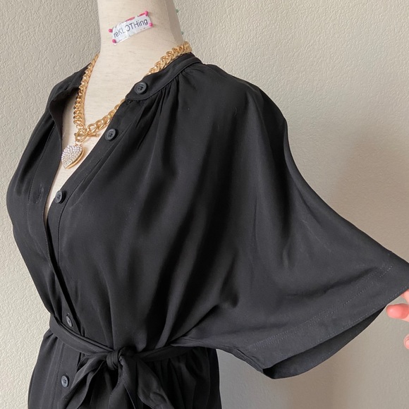 ❌SOLD❌ H&M Black Tie-belt Shirt Dress Sz S - Picture 6 of 14